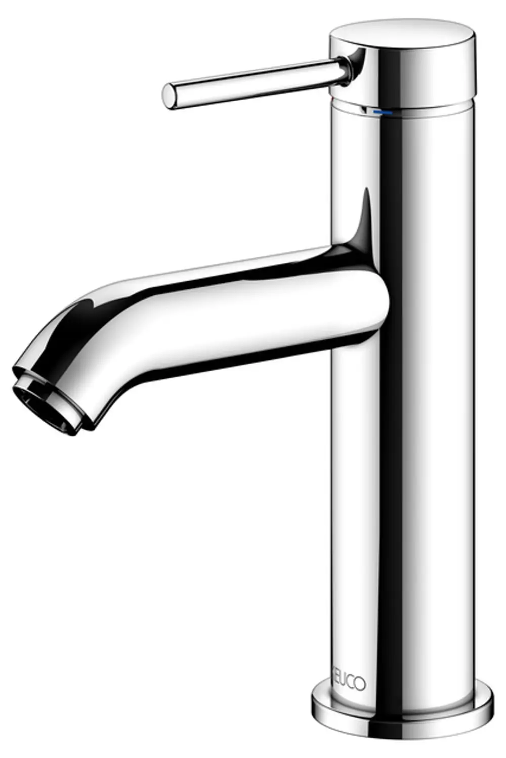 Keuco Mischbatterie mit verchromter Oberfläche und einem seitlichen Hebel zur Temperatur- und Mengeneinstellung des Wassers,designschlicht und funktional.
